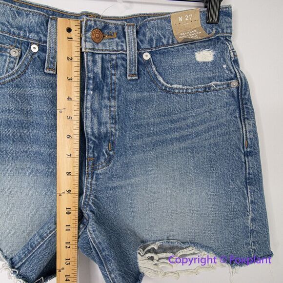 New! Madewell Relaxed Mid-Length Rigid Denim Shorts Brockport Wash size 27 - Picture 5 of 14